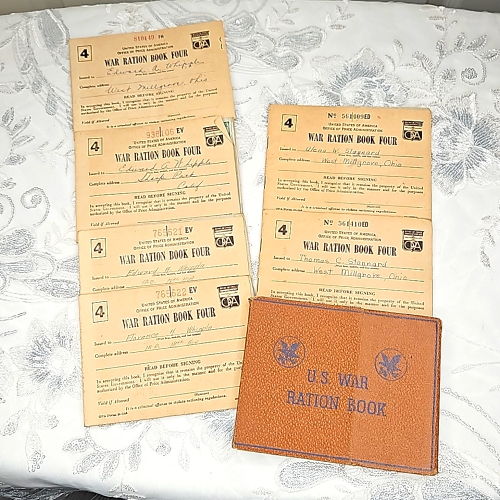 Vintage WWII ration books with ration coupons